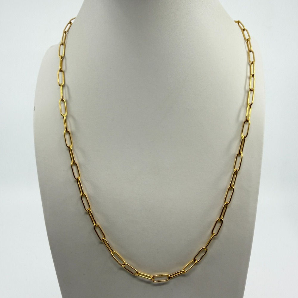 Minimalist Gold Tone Paperclip Chain Necklace - Dainty Layering Jewelry - Picture 7 of 11